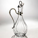 PEWTER AND RIBBED GLASS DECANTER