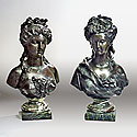 PAIR OF BRONZE FEMALE BUSTS